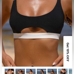 Black and White color block Women's Bikini